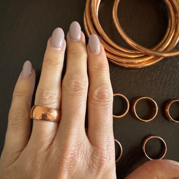 Assortment of Copper Jewelry Rings Sizes 6-8 and Roll Bangle - Picture 3 of 5